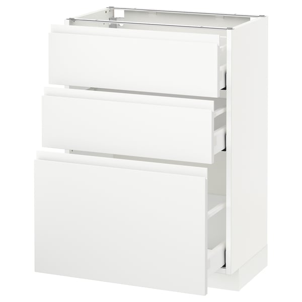 A METOD kitchen unit in white with sleek, smooth drawer fronts and a modern design.