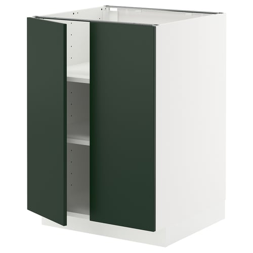 METOD cabinet: white with green doors, square shape, modern design.