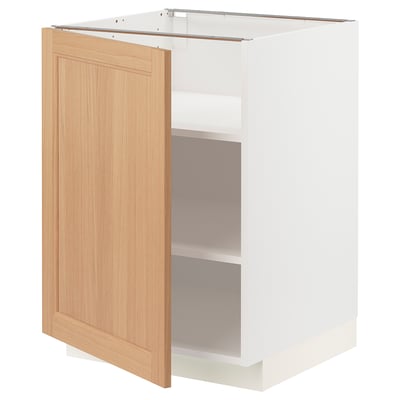 METOD kitchen cabinet, white & oak, rectangular, adjustable shelves.