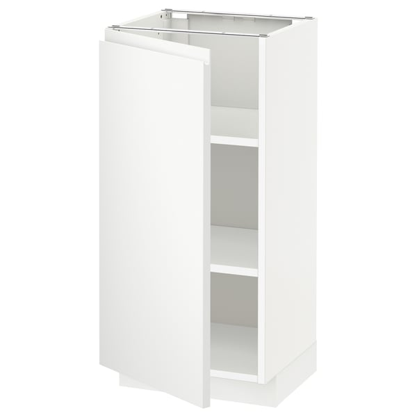 White METOD kitchen cabinet, sleek minimalist design, adjustable shelves, sturdy construction.
