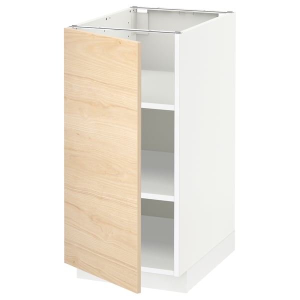 METOD white cabinet with light ash door, square shape, modern design.
