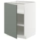 METOD kitchen cabinet in grey-green with adjustable shelves, white frame. Modern design with a sleek, minimalistic look.
