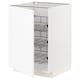 A white METOD kitchen cabinet with wire shelves. It a sturdy frame and adjustable, pull-out baskets for storage.