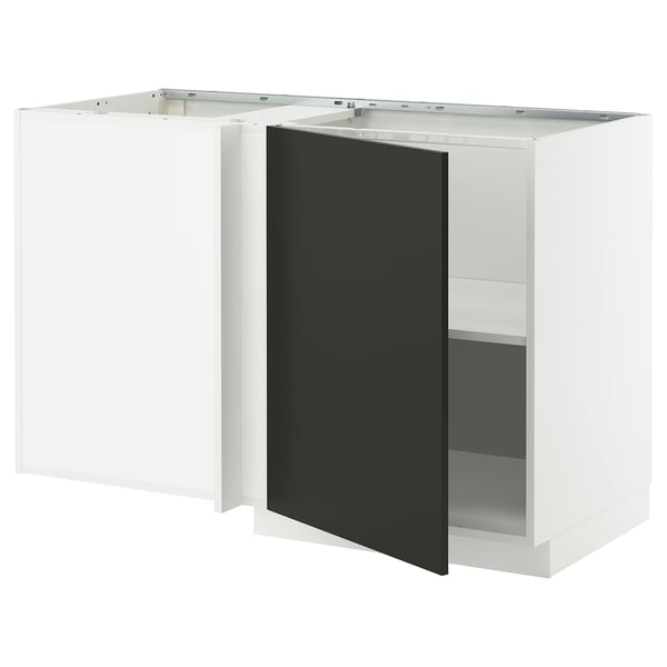 METOD kitchen unit: white & black corners, modern, adjustable shelves, metallic handles.