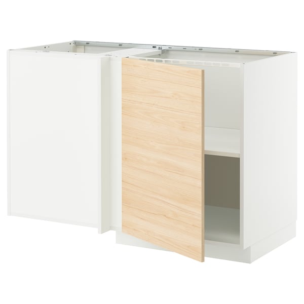 METOD kitchen unit in white with light ash door, square shape, minimalist design.