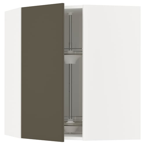 METOD kitchen unit, dark brown. Open shelf, glass shelf, metal pole.