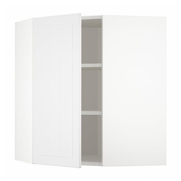 White corner cabinet with shelves, METOD kitchen system.