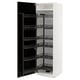 White METOD kitchen unit, black pull-out shelves, modern design.