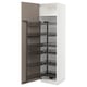 An open white METOD kitchen cabinet with black pull-out shelves.