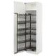 White cabinet with pull-out shelves, five tiers, sleek design, modern kitchen storage.