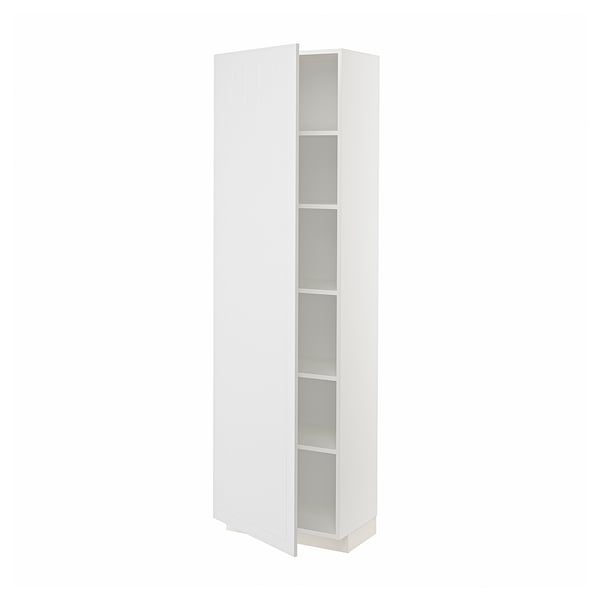 White METOD cabinet - tall, rectangular, minimalist, 3 shelves with adjustable middle one, pure white colour.