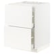 A white METOD kitchen cabinet with smooth edges and two drawers, designed for modern spaces.