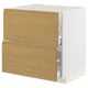 A METOD kitchen cabinet with oak-colored voxtorp drawers and white sides, designed for built-in appliances or a kitchen sink.