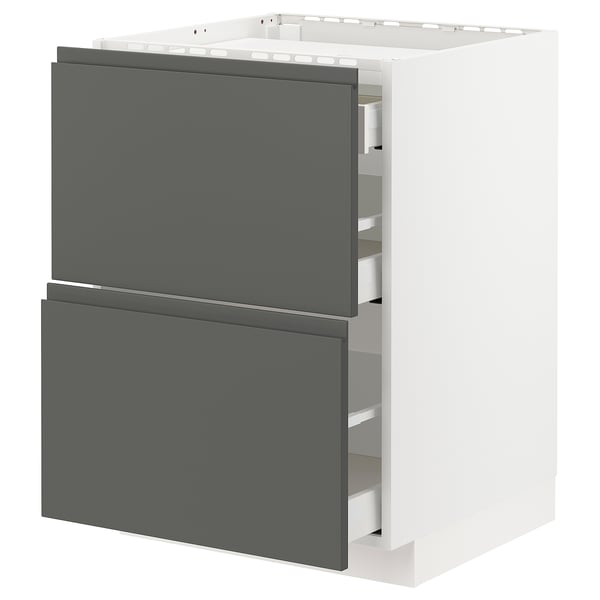 Modern grey kitchen cabinet, METOD, with two drawers. Sleek design, soft-close drawers.
