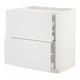White METOD kitchen cabinet, two drawers, one door, bathroom or kitchen storage.