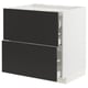 Modern black and white kitchen unit with two drawers and smooth metal runners.