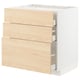 White METOD kitchen unit with light wood drawers, three drawers, modern design.