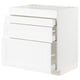 METOD kitchen unit: white, square, three drawers, sleek modern design.