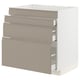 Modern beige kitchen cabinet with sleek design, 3 drawers, full-extension.