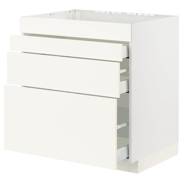 METOD kitchen cabinet in white with three drawers, sleek design for modern kitchens.