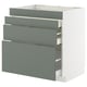 METOD kitchen cabinet, 3 full-extension drawers, modern design.