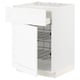White METOD kitchen cabinet with wire baskets.