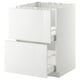 A white ikea METOD kitchen cabinet with two drawers.