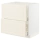 A kitchen cabinet, METOD system, off-white, traditional design, smooth edges, some open.