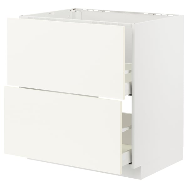 White METOD kitchen cabinet with modern design, soft-close drawers.