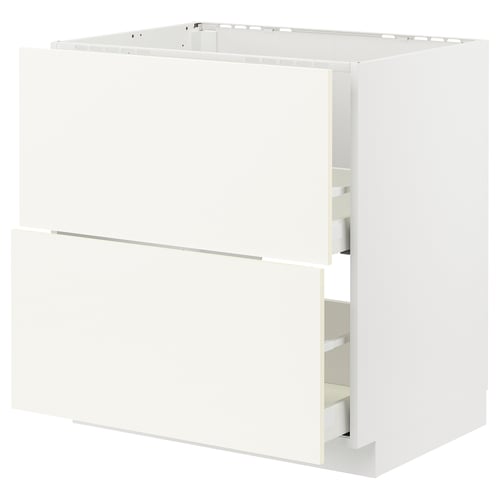 White METOD kitchen cabinet with modern design, soft-close drawers.