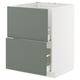 Ikea METOD kitchen cabinet in grey-green with two drawers. Smooth-running drawers, sturdy frame construction, and modern design.