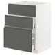 White ikea METOD kitchen unit with grey drawers.