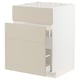 Modern kitchen cabinet in beige by METOD. 3-drawer design, smooth finish, and sturdy structure.