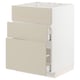 METOD kitchen unit in beige with three drawers. Smooth, clean lines, soft-close drawers. 25-year guarantee.