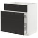 Modern black kitchen cabinet with two drawers and smooth edges.