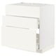 A white METOD kitchen cabinet with drawers, sleek design, and smooth-running drawers.