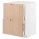 Modern kitchen unit, white with bamboo drawers, rectangular, sleek, minimalist design.
