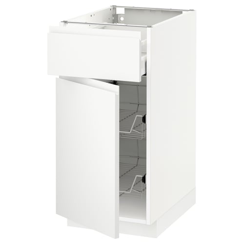 Ikea METOD white cabinet with single drawer and shelves, modern minimalist design.