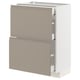 Modern ikea METOD kitchen cabinet with two wide, matte grey-beige drawers.