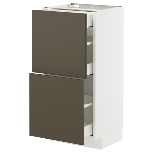 METOD kitchen unit: white, dark brown havstorp, multiple drawers, rectangular shape, sleek modern design.