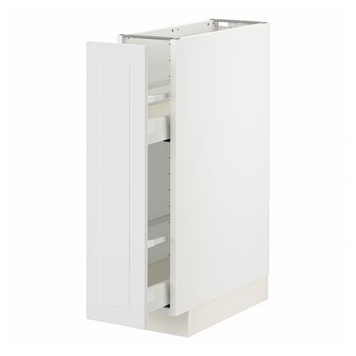 White METOD kitchen cabinet, sleek design, pull-out system.