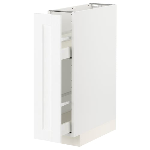METOD white kitchen cabinet, square, sleek design with multiple shelves.