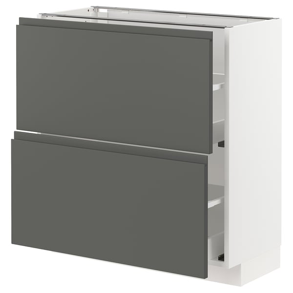 Modern dark grey kitchen cabinet with sleek, handle-less design.