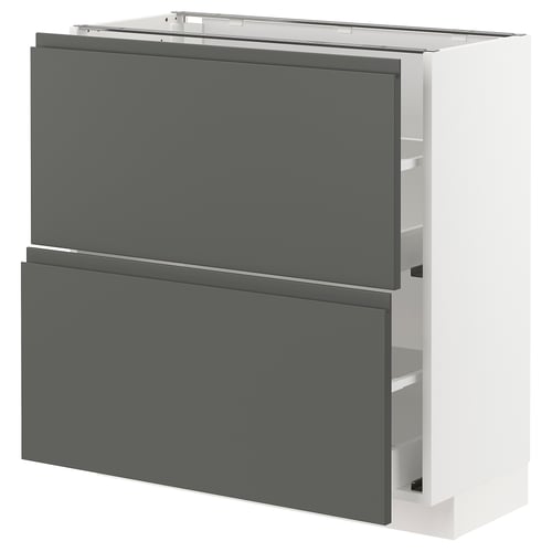 Modern dark grey kitchen cabinet with sleek, handle-less design.