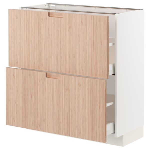 Modern kitchen unit: METOD with light wood finish, two doors, and two drawers.