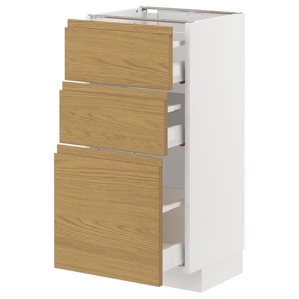 METOD kitchen unit with oak drawer fronts.