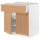 Ikea METOD kitchen unit in oak. Drawer and cabinet with shelves, light wooden finish.