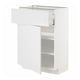 White METOD kitchen cabinet with drawer. Modern design, sturdy, adjustable shelves.