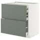 METOD kitchen unit in grey-green with two drawers and a cabinet, modern design.