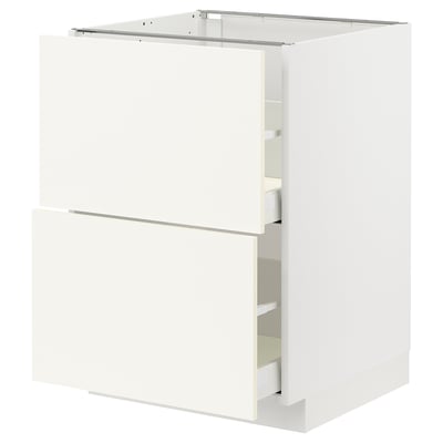 White METOD kitchen cabinet, rectangular shape with two drawers.